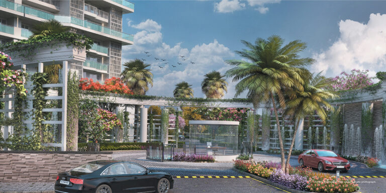 Entrance with big gates in godrej properties